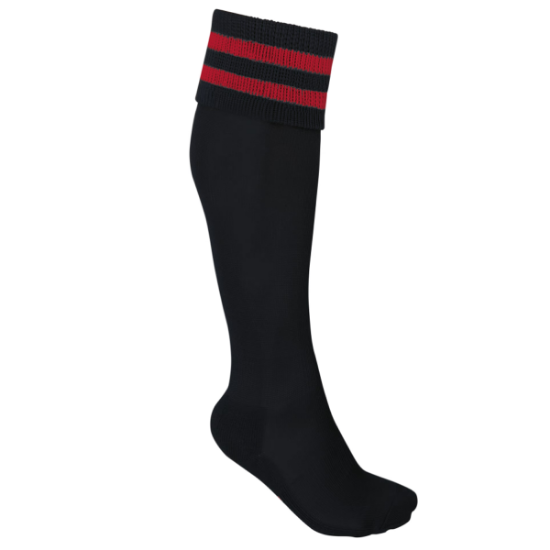 Afbeeldingen van Kousen met strepen zwart/rood